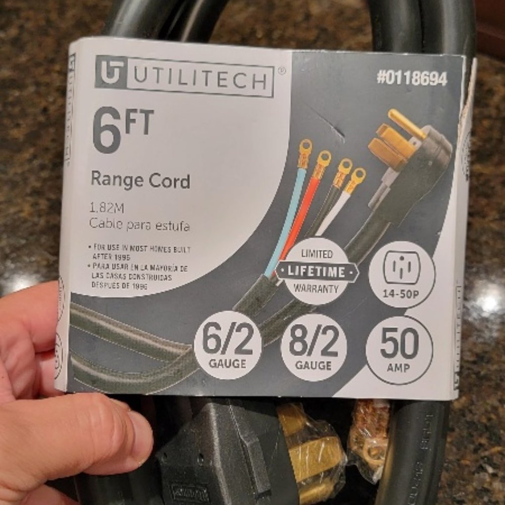 Utilitech 6-ft 4 Prong Black Range Appliance Power Cord